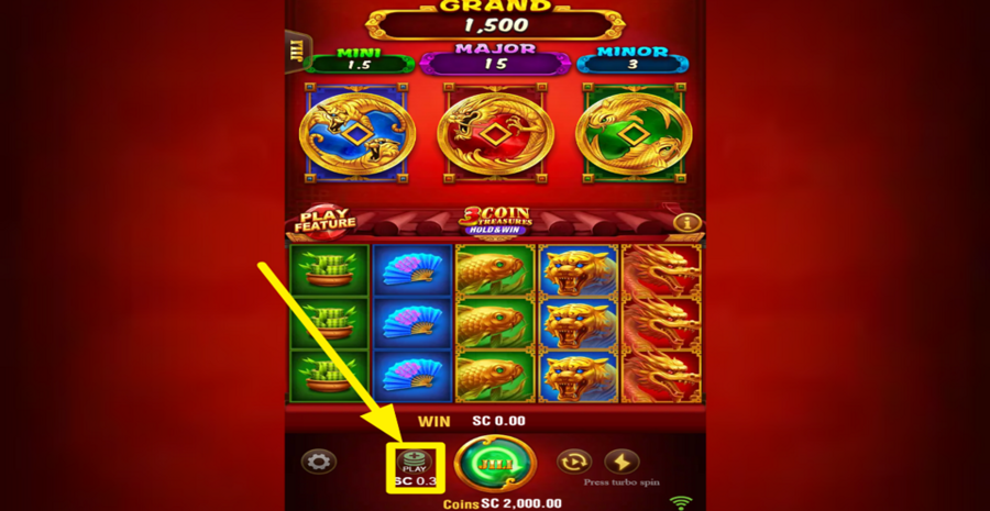 3 Coin Treasures Hold And Win Adjust Bet