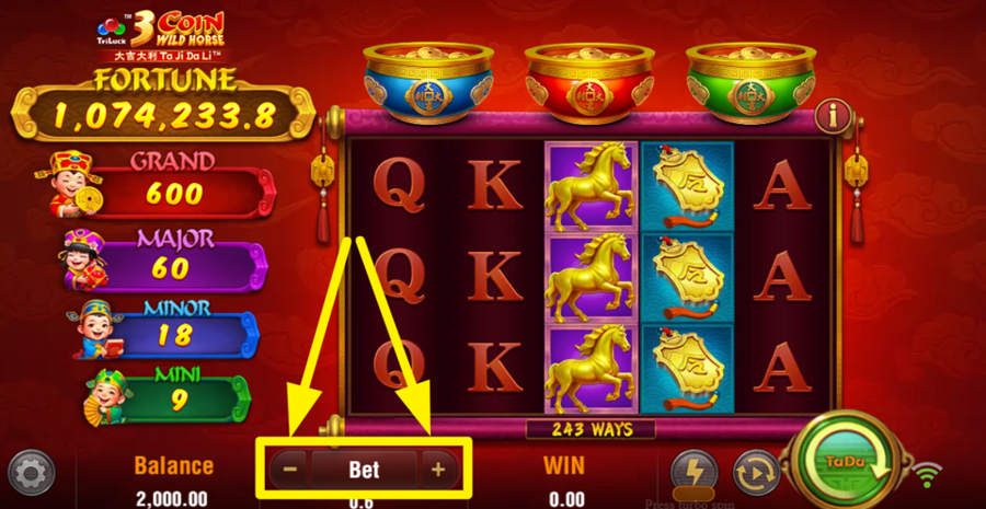 3 Coin Wild Horse Adjust Bet