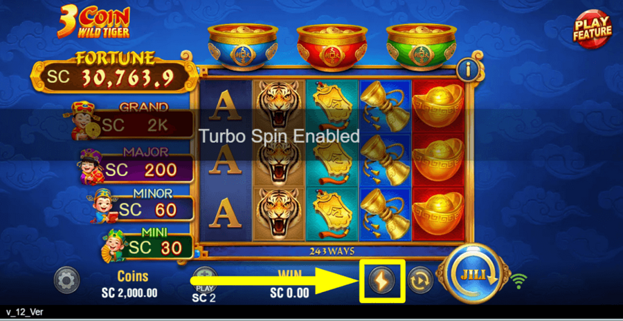 3 Coin Wild Tiger Turbo Feature