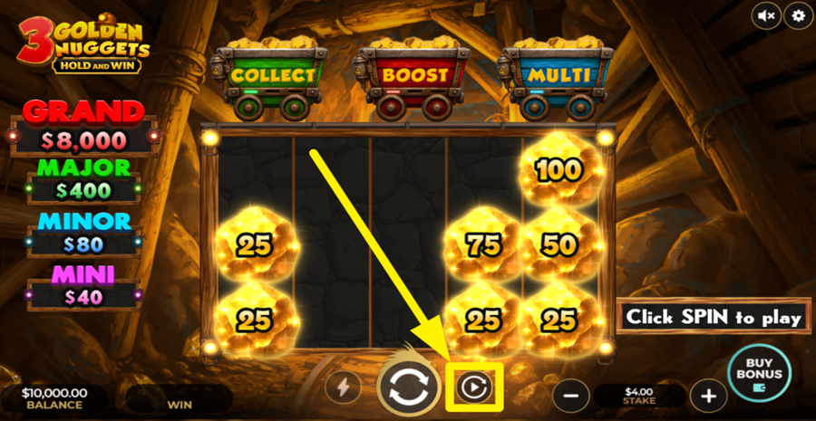 3 Golden Nuggets Hold And Win Autoplay