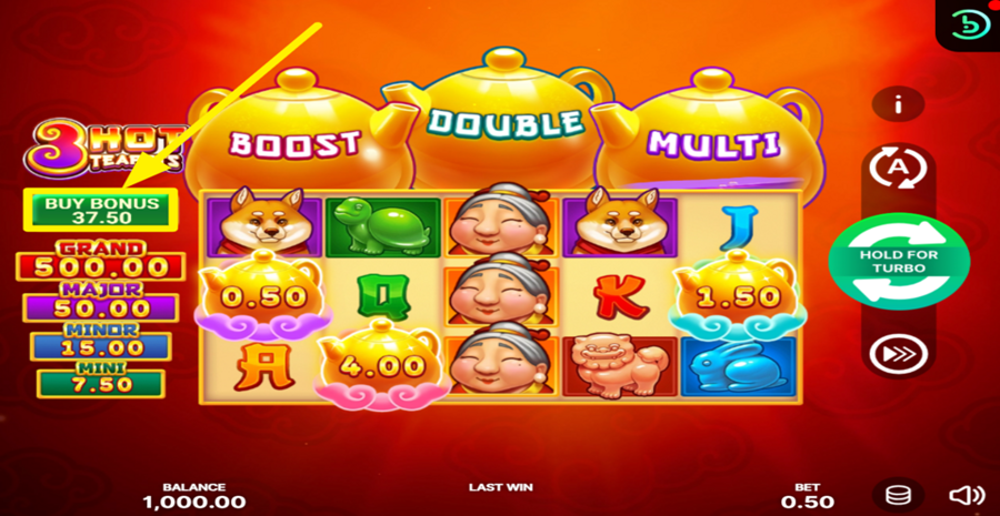 3 Hot Teapots Hold And Win Buy Bonus