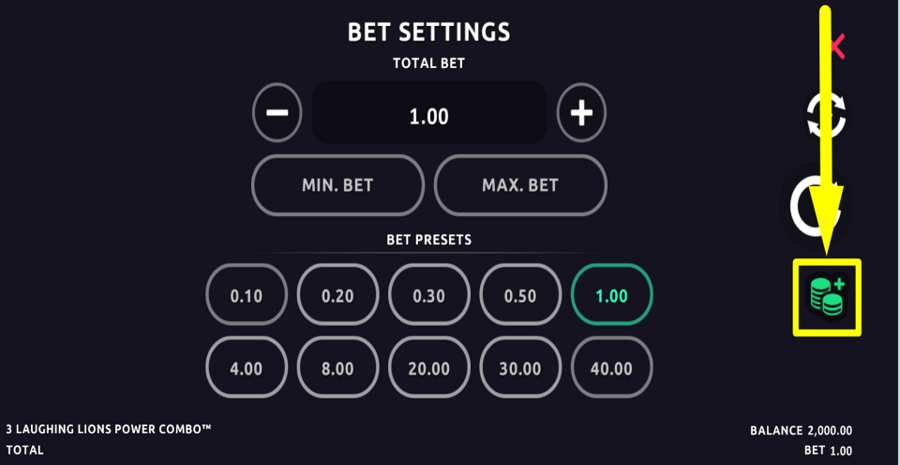 3 Laughing Lions Power Combo Bet Button