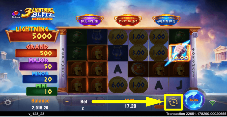 3 Lightning Blitz Hit The Cash Autoplay Feature