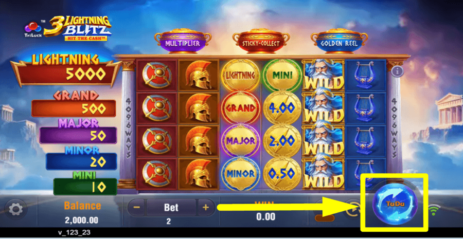 3 Lightning Blitz Hit The Cash Spin Button