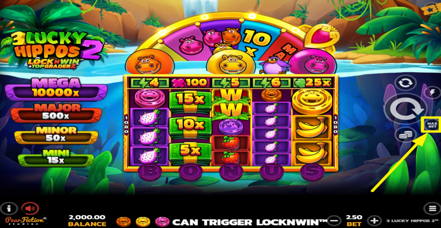 3 Lucky Hippos 2 Max Bet