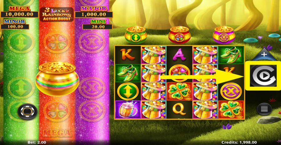 3 Lucky Rainbows Action Boost Spin Button