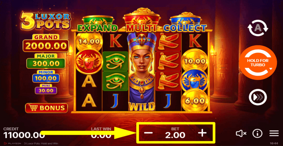 3 Luxor Pots Hold And Win Bet Value