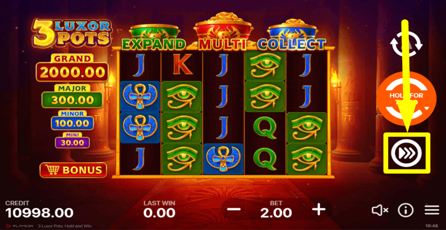 3 Luxor Pots Hold And Win Turbo Feature