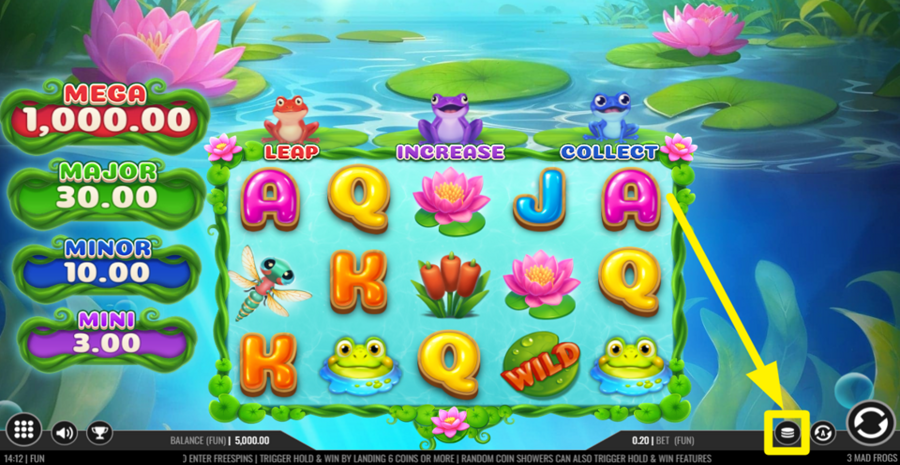 3 Mad Frogs Adjust Bet