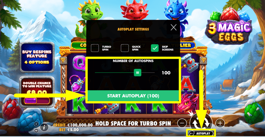 3 Magic Eggs Autoplay Feature