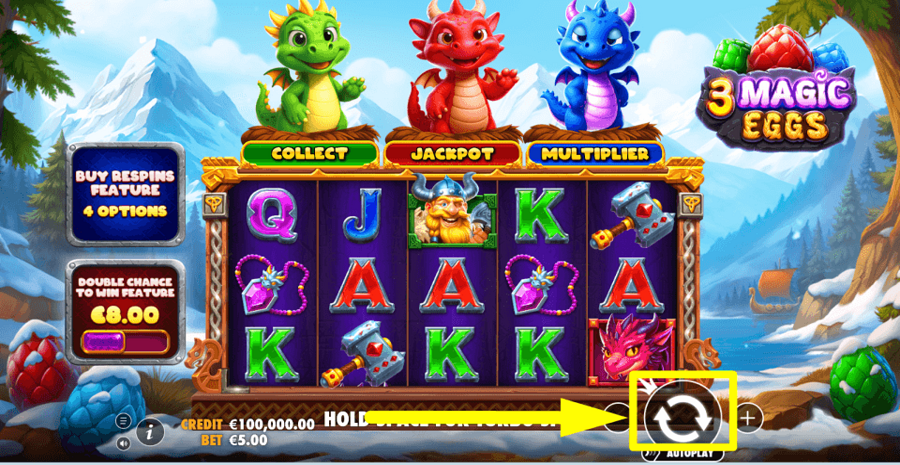 3 Magic Eggs Spin Button