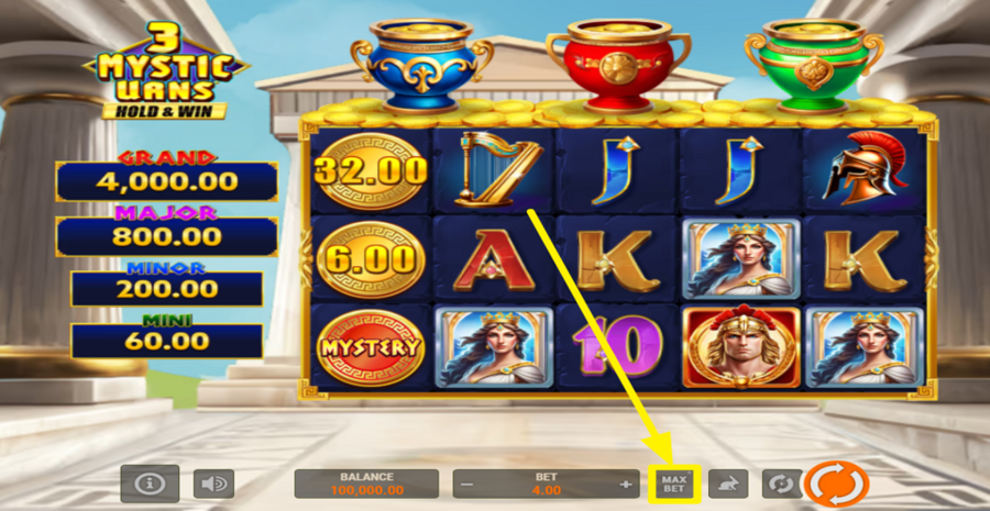 3 Mystic Urns Hold And Win Max Bet