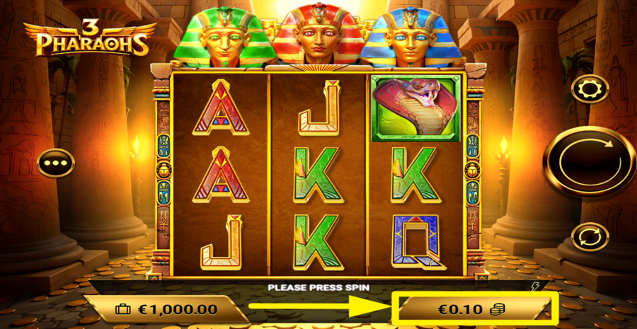 3 Pharaohs Adjust Bet