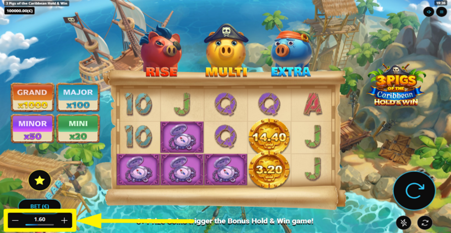 3 Pigs Of The Caribbean Adjust Bet