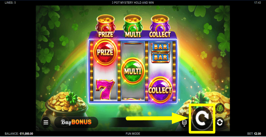 3 Pot Mystery Hold And Win Spin Button