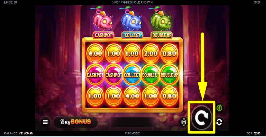 3 Pot Piggies Hold And Win Spin Button
