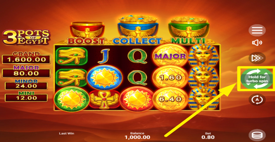 3 Pots Of Egypt Spin Button