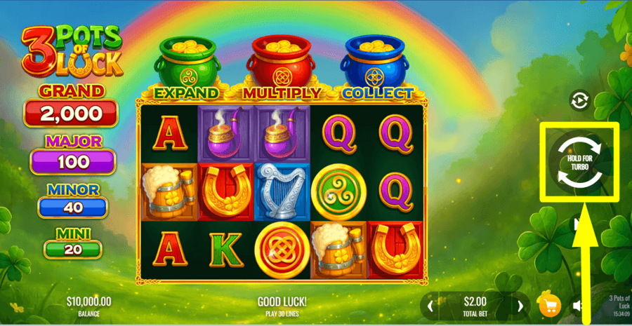 3 Pots Of Luck Spin Button