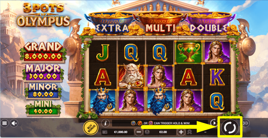 3 Pots Of Olympus Spin Button