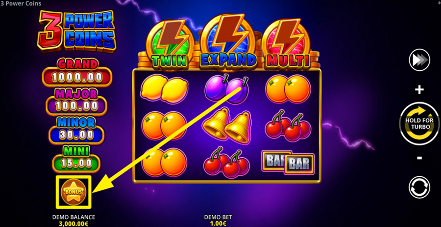 3 Power Coins Running Wins Buy Bonus