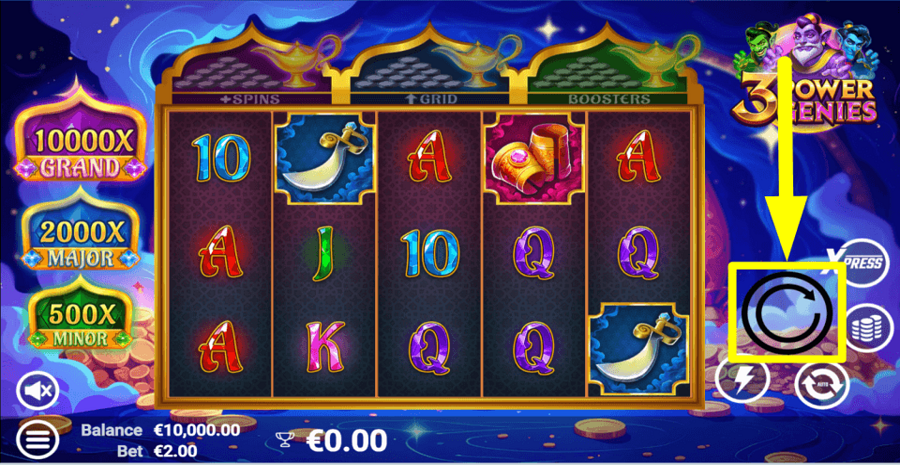 3 Power Genies Spin Button