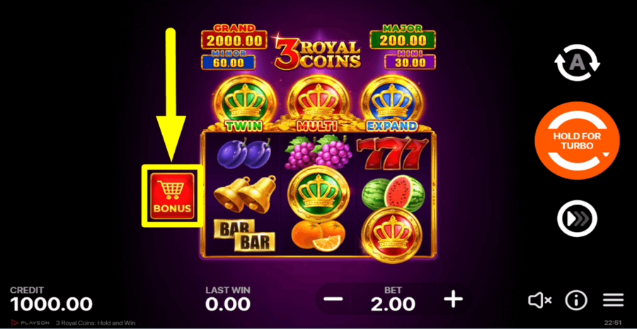 3 Royal Coins Hold And Win Buy Feature