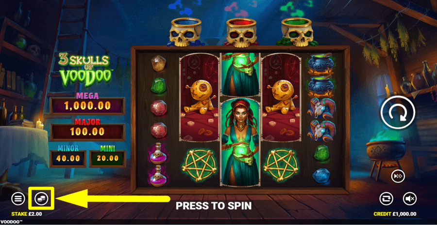 3 Skulls Of Voodoo Bet Value