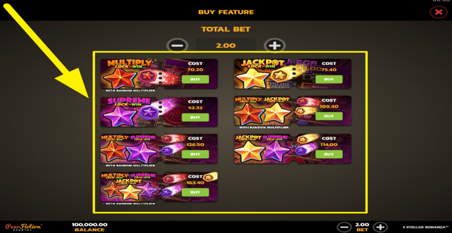 3 Stellar Bonanza Buy Bonus