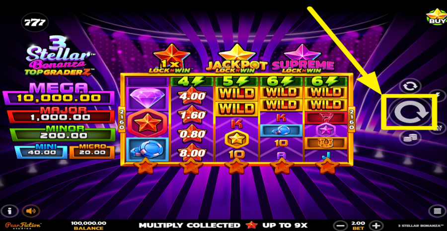 3 Stellar Bonanza Spin Button