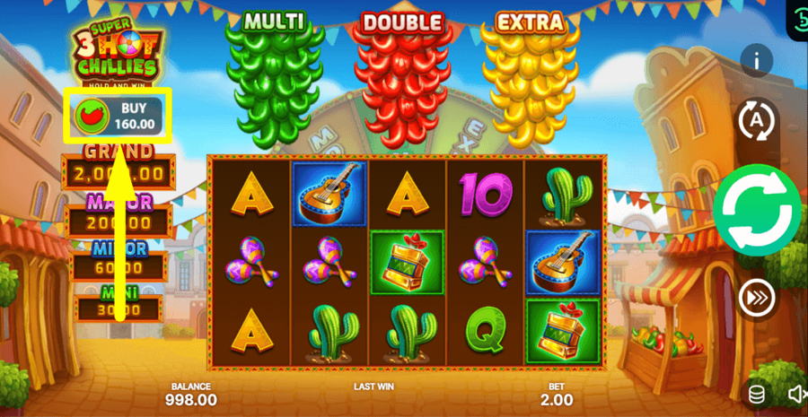 3 Super Hot Chillies Hold And Win Buy Feature