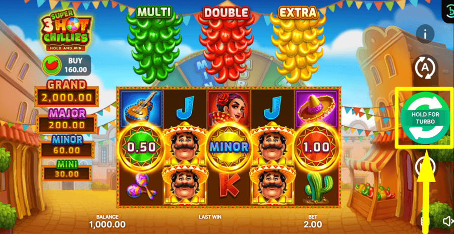 3 Super Hot Chillies Hold And Win Spin Button