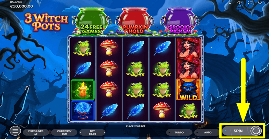 3 Witch Pots Spin Button