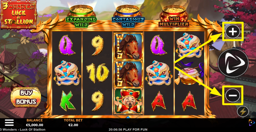 3 Wonders Luck Of Stallion Adjust Bet