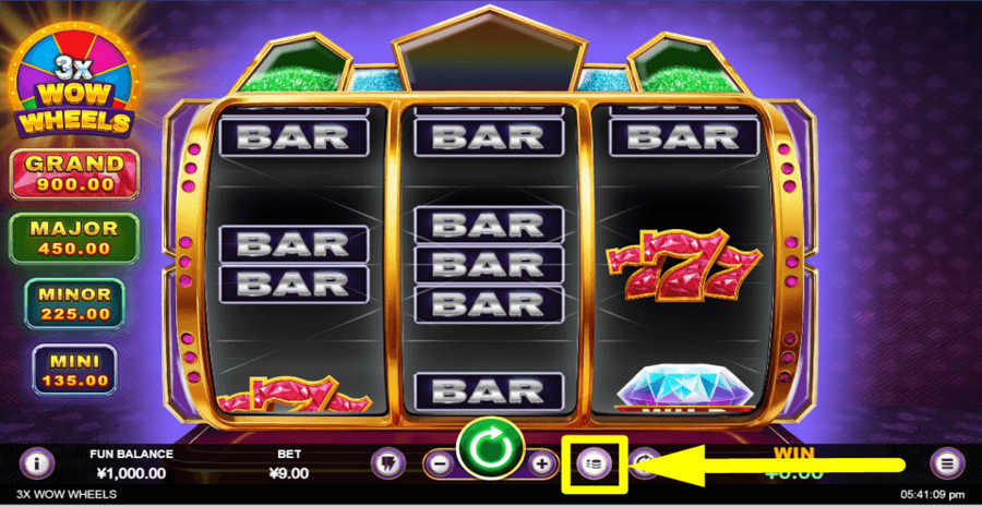 3x Wow Wheels Max Bet Button