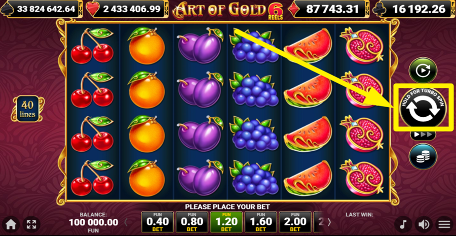 40 Art Of Gold 6 Reels Spin