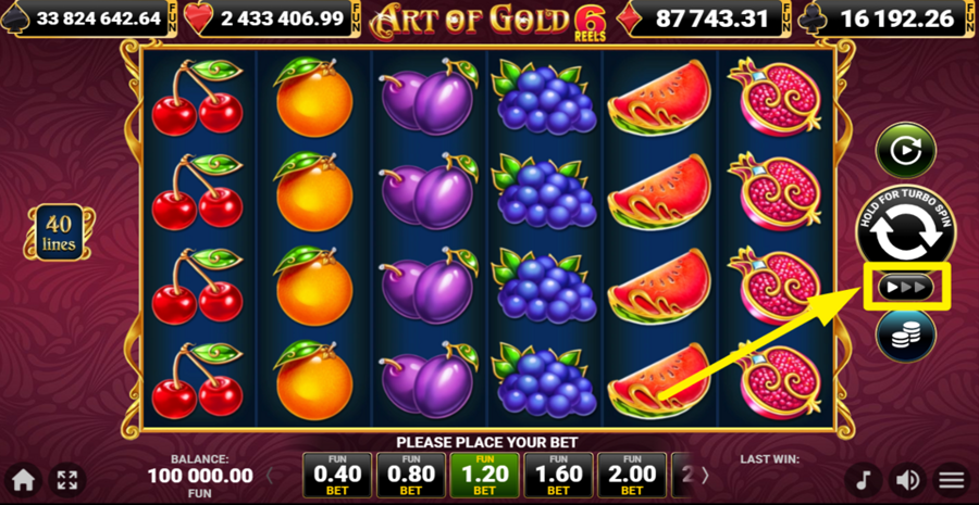 40 Art Of Gold 6 Reels Turbo