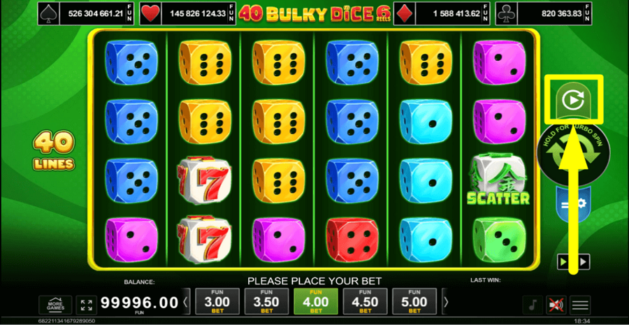 40 Bulky Dice 6 Reels Autoplay Feature