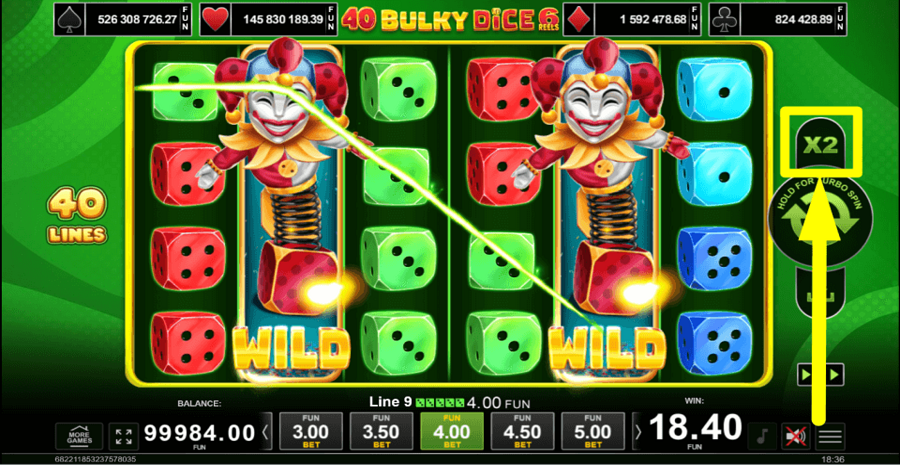 40 Bulky Dice 6 Reels Gamble Feature