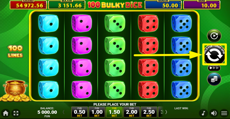 40 Bulky Dice Golden Coins Link Spin