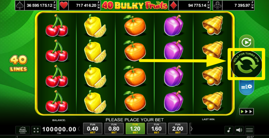 40 Bulky Fruits Golden Coins Link Spin