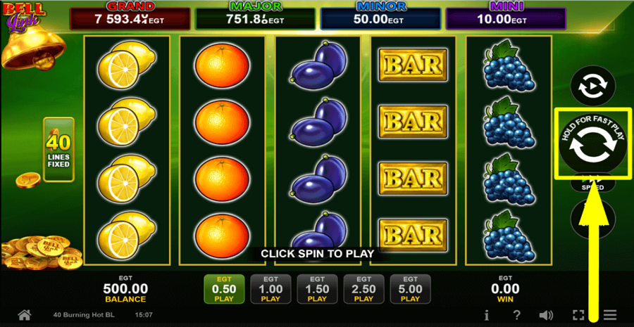 40 Burning Hot Bell Link Spin Button