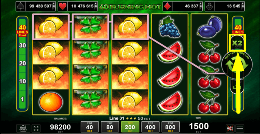 40 Burning Hot Gamble Feature