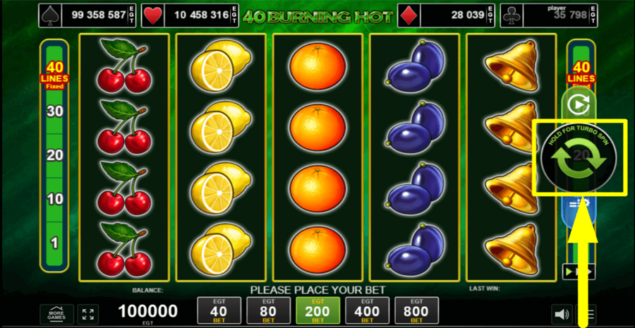40 Burning Hot Spin Button