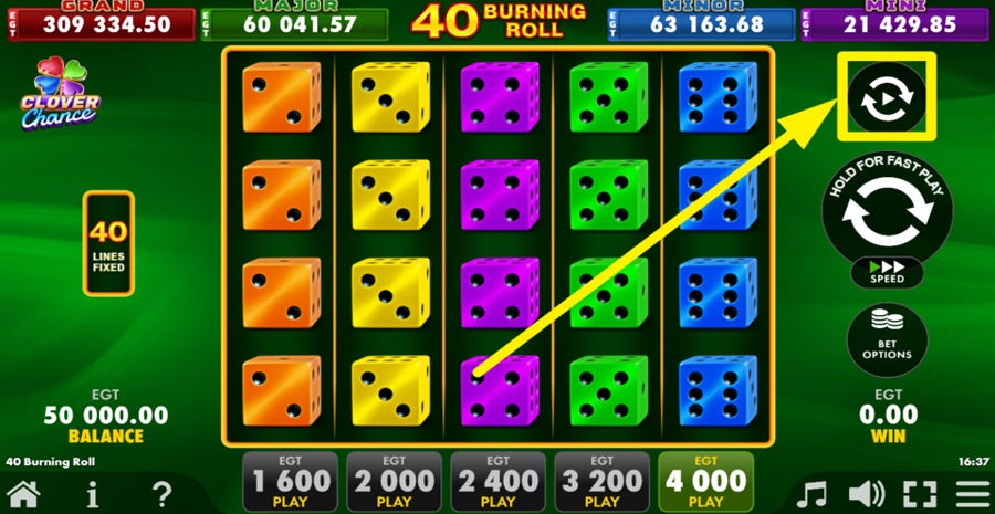 40 Burning Roll Dice Clover Chance Autoplay