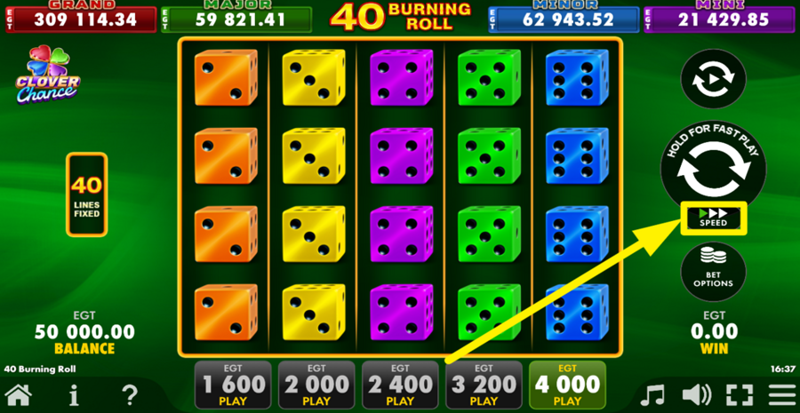 40 Burning Roll Dice Clover Chance Turbo