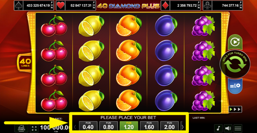 40 Diamond Plus Adjust Bet