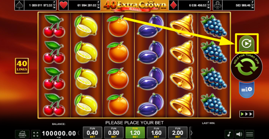 40 Extra Crown 6 Reels Autoplay