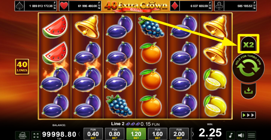 40 Extra Crown 6 Reels Gamble