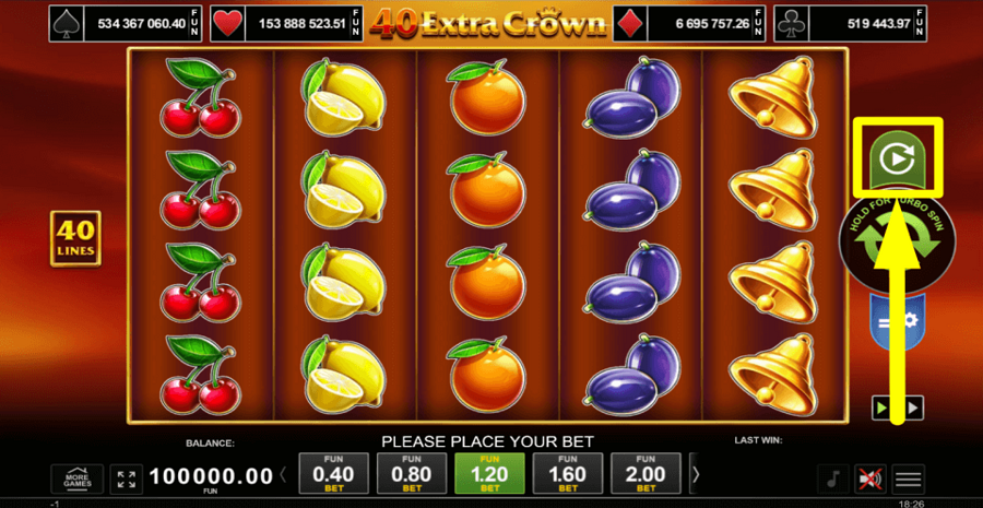 40 Extra Crown Autoplay Feature