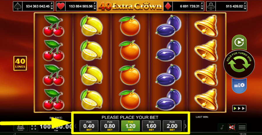 40 Extra Crown Bet Value